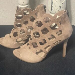 Stylish Beige Cutout Heels